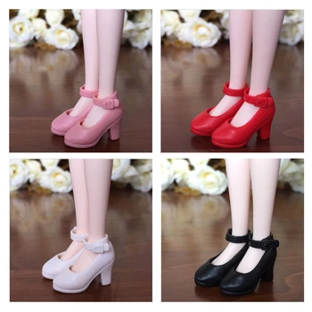 4Pairs 1/6 de Sapatos de Salto Alto Para Bonecas Para Licca Momoko Boneca Sapatos da Moda de Calçados de Plástico Para Meninas Bonecas Brancas Sapatos Vermelhos
