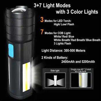 Zoomable Ultra Brilhante Mini Lanternas Portáteis 1200 Lumens Bolso Lanterna LED Potente Impermeável 7 Modos Lanterna de Campismo