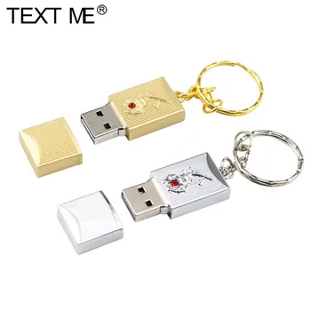 O TEXTO ME 64GB requintado metal ouro, e de prata, amarelo modelo USB 2.0 flash drive USB de 4GB 8GB 16GB 32GB Pendrive