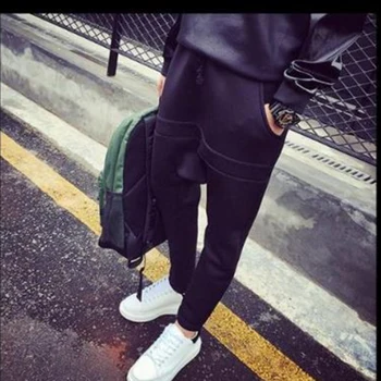 Versão coreana do hip-hop solta esporte casual calças maré de homens low-end colapso calças grande virilha calças de grande tamanho de calças de hip-hop