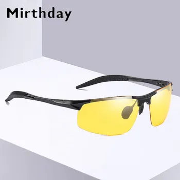 Mirthday HD Noite de Óculos de Visão Homens Polarizada Anti-Reflexo de Lente de Alumínio de Magnésio Amarela, Óculos de sol Noite de Condução Segura Óculos