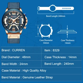 CURREN Casual, Esporte de Relógios para os Homens de Azul de melhor Marca de Luxo Militar de Couro do Relógio de Pulso de Homem Relógio de Moda relógio de Pulso Cronógrafo