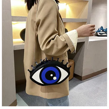 Personalizado a Forma do Olho de Moda PU Couro Telefone Dinheiro de Bolsa de Sacos de Cadeia Mini Saco de Ombro Senhoras Crossbody Messenger Bag bolsa