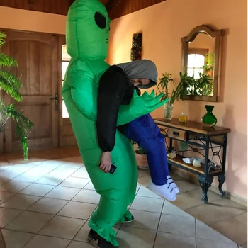 ET Monstro Alienígena Inflável Traje Assustador Alienígena Verde Traje Cosplay para Adultos Para o Dia de ação de Graças Parte Palco do Festival
