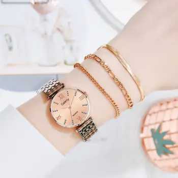 Aço inoxidável, Pulseira de Prata Relógios Conjunto Feminino de Quartzo de Alta Qualidade Relógio de Luxo das Mulheres Relógio Pulseira de Definir Para o dia dos Namorados Presente