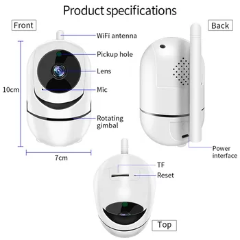 QZT 360° da Câmera da Segurança Home de Vigilância Interior da Câmera do IP de WIFI Mini Monitor do Bebê de Visão Noturna Infravermelho Câmera de Vídeo 1080P WIFI