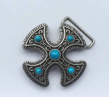 Cruz Fivela de Metal 85MM com Pedra Azul Logotipo da Marca de Luxo Designer Cowboys Fivelas de Cinto de Presentes de Natal