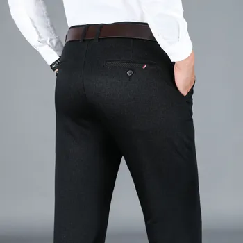 O inverno dos homens novos negócios casual calças de moda quente calças grossas office soft cavalheiro calças de alto nível trecho homens da marca