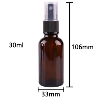 24pcs 30ml de Vidro Âmbar Frasco de Spray c/ Fino Preto Pulverizador de Névoa de óleo essencial de garrafas vazias de embalagens de cosméticos