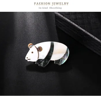 Natural de alta Qualidade Shell Panda Broche para Gir Mulheres da Moda Animal Bonito Broche de Jóias Acessórios de Vestuário do Presente AL559