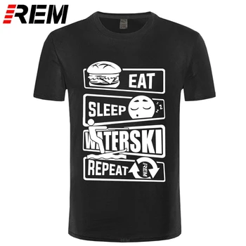 Nova Marca de Roupas Camisas de T Eat Sleep Wakeboard esqui aquático Slalom Racer Truque Rampa de Salto T-shirt Nova Moda de Verão