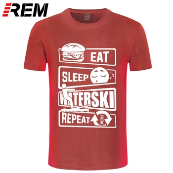 Nova Marca de Roupas Camisas de T Eat Sleep Wakeboard esqui aquático Slalom Racer Truque Rampa de Salto T-shirt Nova Moda de Verão