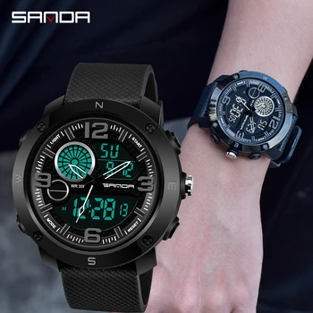 SANDA Homens Relógios de Marca de Topo Esportivos de Luxo, Relógios de Homens Impermeável S Choque Militar de Quartzo Relógios de pulso dos Homens relógio masculino