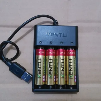 KENTLI 4pcs de 1,5 v 2800mWh AA recarregável do Li-polímero do li-íon do polímero de lítio PK5 +1 USB Carregador inteligente