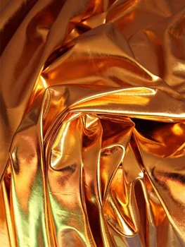 TPU Revestimento de Tecido Elástico Spandex brilhante Ouro DIY Calça Legging de Maiô Decoração do Palco Vestido Metalizado Designer Tecido 50*145 cm