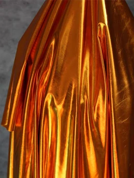 TPU Revestimento de Tecido Elástico Spandex brilhante Ouro DIY Calça Legging de Maiô Decoração do Palco Vestido Metalizado Designer Tecido 50*145 cm