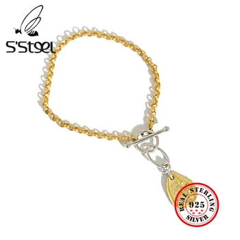 S'STEEL Pingentes Pulseiras de Prata 925 Para Mulheres coreano Corrente de Ouro da Moda Pulseira de Bransoletka Damska Jóias Finas