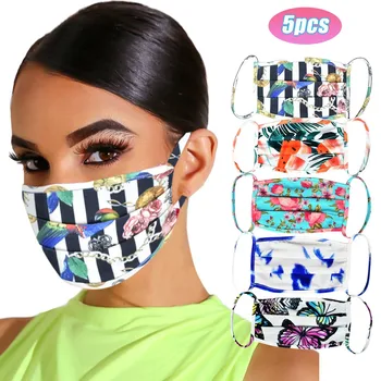 5Pcs/monte Adultos de Moda Face de Impressão Capa Máscara Reutilizável e Lavável à prova de Vento Máscara Para Esportes ao ar livre Essenciais masque
