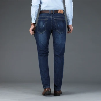 Confortável, bambu, fibra de algodão dos homens fit jeans 2020 outono roupas de marca bordado business casual de alta qualidade calças