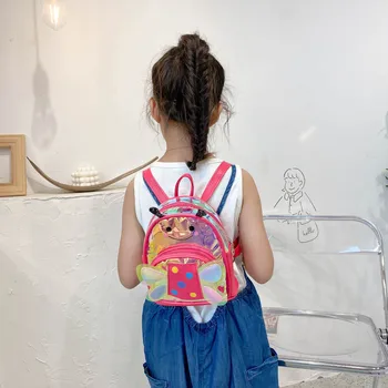 Crianças Mini Mochila Bolsa Bonito Laser Sacos de Escola para o jardim de Infância do Bebê Meninas de Couro, Mochila Escolar de Crianças Saco de Viagem