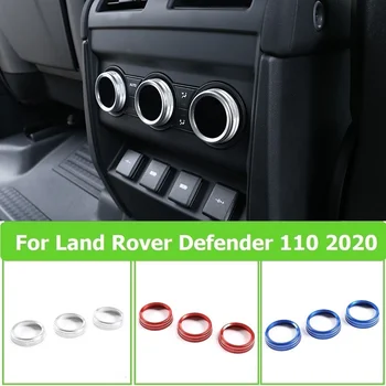 Liga De Prata/Vermelho/ Azul Traseira Do Carro Condicionador De Ar Botão De Anéis Tampa De Acabamento Para Land Rover Defender 110 130 2020 Acessórios Do Carro