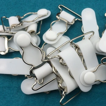30 pc/monte 25mm Branco+Prata Liga Clip Removível fivela de Costura, Acessórios de Vestuário Meias clipes