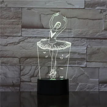 3D Lâmpada Bailarino Melhor Presente para as Meninas Bonita Decoração para Interior Atmosfera Sensor de Toque da Noite do Diodo emissor de Luz da Lâmpada a Laser