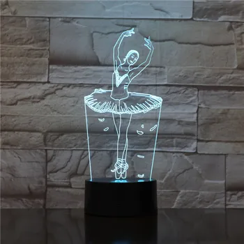 3D Lâmpada Bailarino Melhor Presente para as Meninas Bonita Decoração para Interior Atmosfera Sensor de Toque da Noite do Diodo emissor de Luz da Lâmpada a Laser
