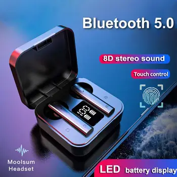 Portátil Air2S TWS sem Fio Bluetooth 5.0 Fone de ouvido com Visor Digital Touch Control In-ear Esportes Fones de ouvido 8D Som Estéreo de Fone de ouvido