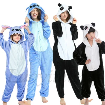 Unicórnio Macacão De Kigurumi De Inverno Mulheres Panda Pijama Meninos Meninas Rapazes Raparigas Animal Pijamas Adultos, Crianças Trajes De Flanela Cartoon Sleepwear
