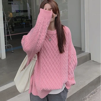Colorfaith Novo 2020 Outono Inverno Mulheres Camisolas Pullover Quente Minimalista coreano Sólido Elegante Selvagem Senhoras cor-de-Rosa Tops SW8226