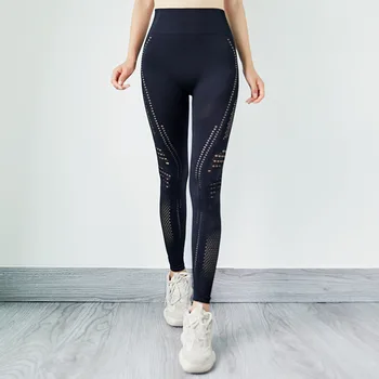 Oco de malha Yoga Calças de Fitness Moda jacquard Mulheres de meia-calça Esporte Calças de Yoga Ginásio de Jogging de Fitness Atlético Legging