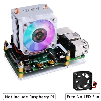 52Pi Torre de Gelo de Ventilador de Refrigeração para o Raspberry Pi 4 Tubo de Cobre com RGB Fã + Placa de Acrílico de Caso para o Raspberry Pi Modelo de 4 B