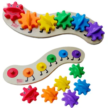 Novo Brinquedo de Madeira Brinquedos do Bebê Montado Engrenagem Worm Colorido Grande Presente para a Aprendizagem de Crianças de Presente do Bebê