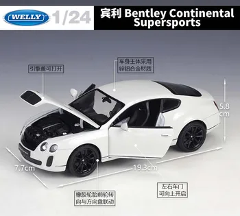 WELLY Diecast 1:24 Escala de Carro Clássico Bentley Continental Supersports de Metal Modelo de Carro Liga de Carro de Brinquedo Para Crianças Presente Coleção