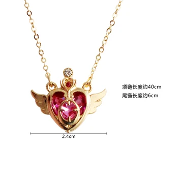 Frete grátis 10 pcs/ lote de jóias de moda acessórios cor-de-rosa de pedra de strass sailor moon card captor cor-de-rosa colar de coração