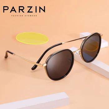 PARZIN Polarizada Retro Óculos de sol para Mulheres Rodada Revestimento Elegante e Colorido de Condução Óculos de sol de Acessórios de Viagem 9917
