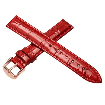 Vermelho pulseira pulseira de couro genuíno rosa de ouro fecho senhora mulheres Assista acessórios 12 14 15 16 17 milímetros de 18 de 20mm frete grátis