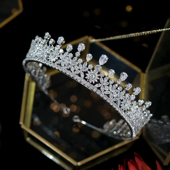 Novo Cúbicos De Zircônia Coroa De Princesa Acessórios De Cabelo Cristal De Zircão Rainha Desfile Festa De Headwear De Jóias De Noiva A01082