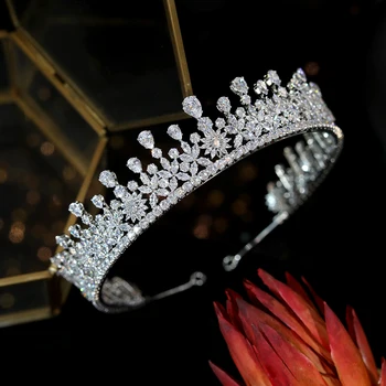 Novo Cúbicos De Zircônia Coroa De Princesa Acessórios De Cabelo Cristal De Zircão Rainha Desfile Festa De Headwear De Jóias De Noiva A01082