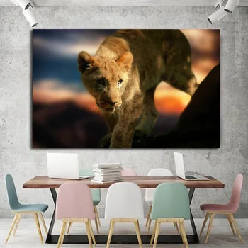 Moderno, Tamanho Grande Leão Imagem Arte de Parede de Lona da Pintura Abstrata Animal Poster HD de Impressão Para Decoração Sala de estar Cuadros