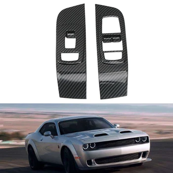Para Dodge Challenger-2019 ABS com Fibra de Carbono Interior da Janela da Porta Tampa do Interruptor de Guarnição