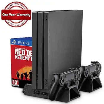 PS4/PS4 Slim/PS4 Pro Suporte Vertical com Ventoinha de Arrefecimento do radiador de Controlador Duplo Carregador Estação de Carregamento para Sony Dualshock 4 gamepa