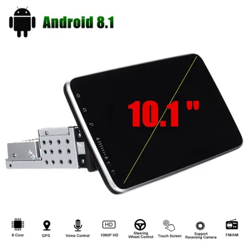 10.1 polegadas Android 8.1 auto-Rádio Multimédia Leitor de GPS de Navegação 1+16G WIFI da Tela de Toque do Carro Estéreo Rádio FM 1 Din Rotação 360