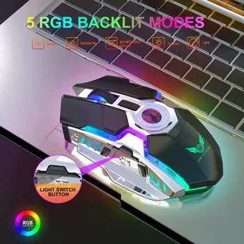 2.4 G sem Fio Recarregável Mute LED de luz de fundo Gaming Mouse para Notebooks/Computadores 2.4 G sem fio tecnologia jogos de Jogos de Rato