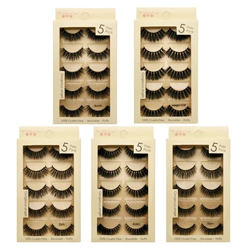 Natural de 5 pares de 10 caixas natural longos cílios postiços fofo 3d vison cílios livre de crueldade maquiagem falso cílios extensão faux cils