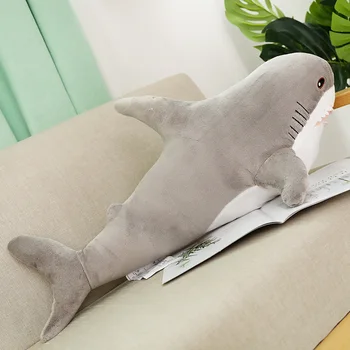 140cm Gigante Bonito Tubarão de Pelúcia Macia Pelúcia Speelgoed Animal Leitura Travesseiro para Presentes de Aniversário Almofada Boneca de Presente Para as Crianças