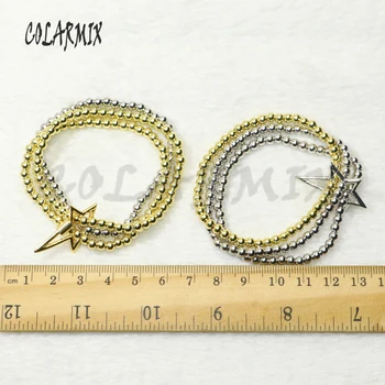 5pcs 3 braceletes frisados de forma de Estrela de charme bloqueio bracelete frisado mosquetão de Trava de moda acessórios de jóias de presente para as mulheres 50657