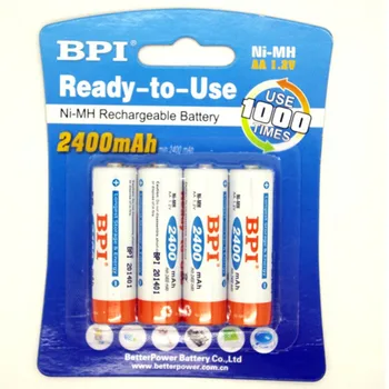 BPI 4pcs/monte BPI AA 2400mAh 1,2 V NI-MH bateria recarregável para high-end lanternas notebook móvel de alta qualidade