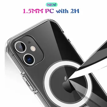 Magsafe de Caso para o iPhone 12 12 Pro Max 2020 Novo Suporte de Carregamento sem Fios à prova de Choque Proteger o verniz Acrílico Rígido Saco do Telefone Shell